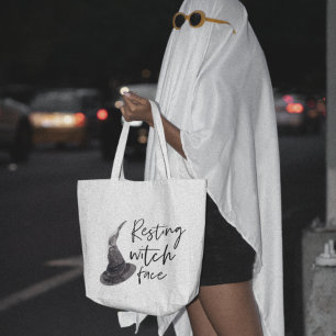 Bolso De Tela Cara de bruja en marcha   Feliz Halloween   Cita d