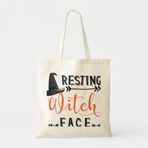 Bolso De Tela cara de bruja en reposo