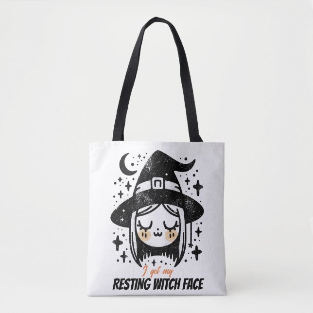 Bolso De Tela Cara de Bruja Relajada (Anverso)