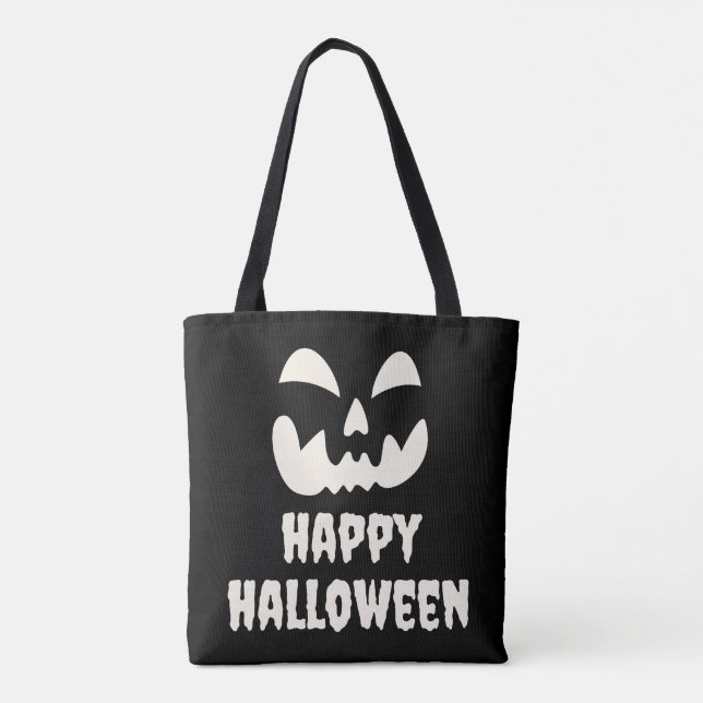 Bolso De Tela Cara de calabaza de fantasía Halloween (Reverso)