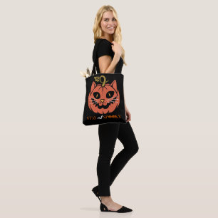 Bolso De Tela Cara de calabaza de gato de Halloween, cara de cal