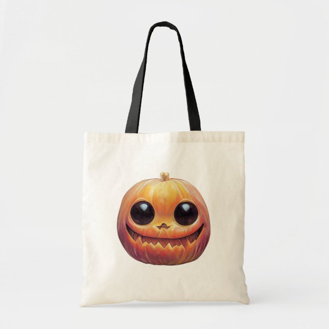 Bolso De Tela Cara de calabaza de Halloween espeluznante (Frente)