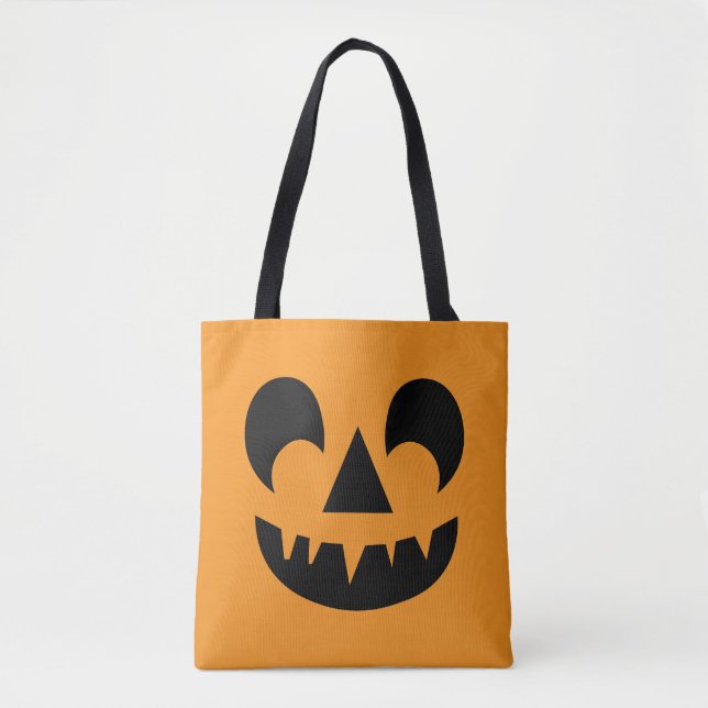 Bolso De Tela Cara de calabaza de Jack O Lantern (Anverso)