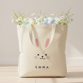 Bolso De Tela Cara de conejo de Pascua personalizada con nombre