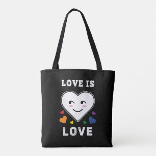 Bolso De Tela Cara de Corazón El Amor Es Amor LGBTQ Orgullo Gay