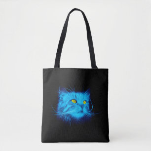 Bolso De Tela Cara de gato azul