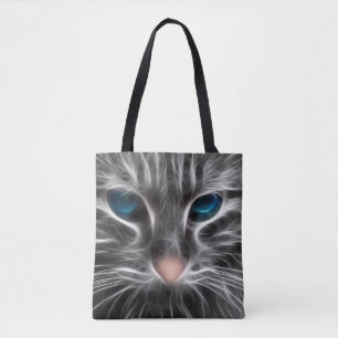 Bolso De Tela Cara de gato azul impresionante