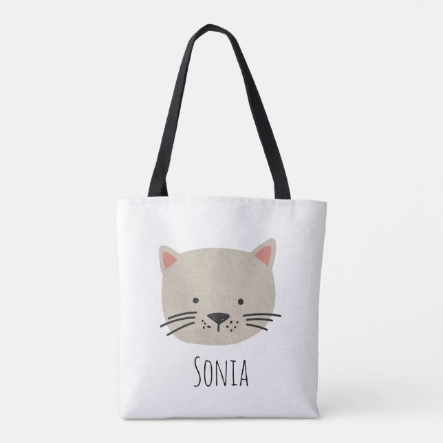 Bolso De Tela Cara de gato caprichosa (Reverso)
