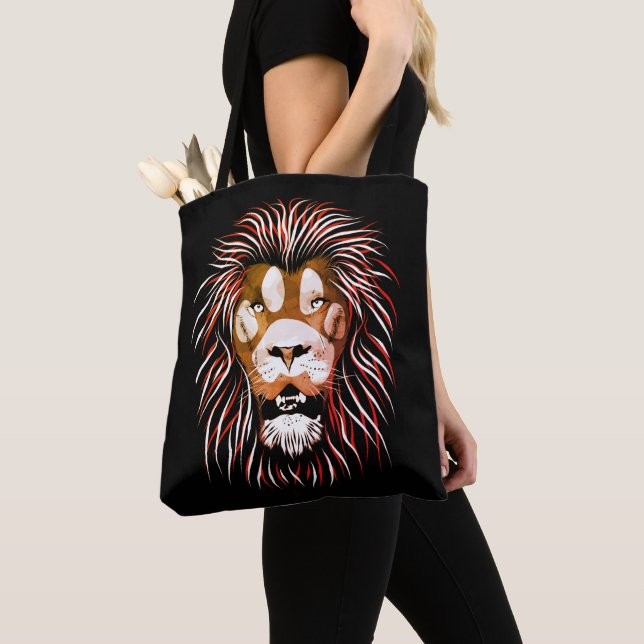 Bolso De Tela Cara de león tribal (Detalle)