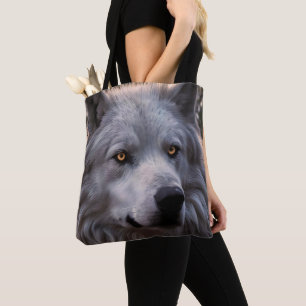 Bolso De Tela Cara de lobo blanco,