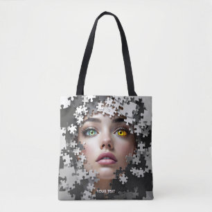 Bolso De Tela Cara de niña de rompecabezas linda fantasía