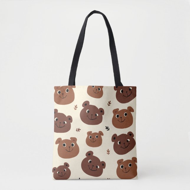 Bolso De Tela Cara de oso divertida (Anverso)