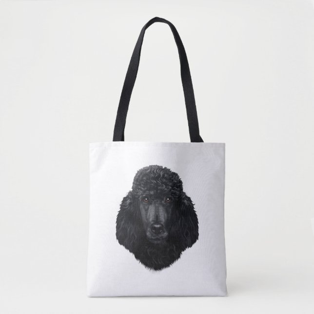 Bolso De Tela Cara de perro caniche negro (Anverso)