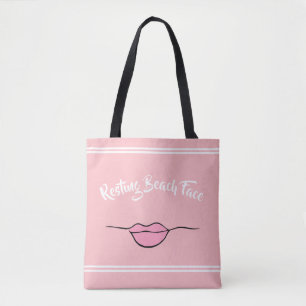 Bolso De Tela Cara de Playa Relajada "Labios" Rosa