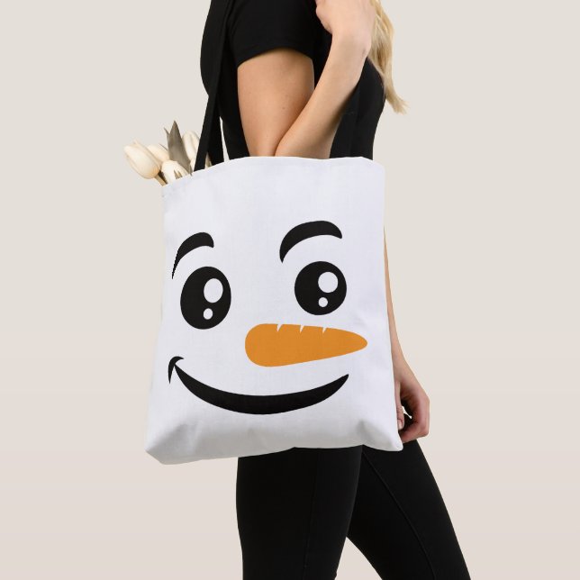 Bolso De Tela Cara de Snowman sonriente (Detalle)