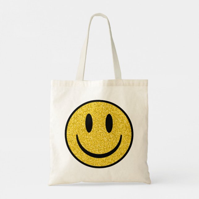 Bolso De Tela Cara de sonrisa purpurina (Reverso)