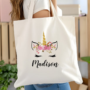 Bolso De Tela Cara de Unicornio con Pestañas Personalizadas