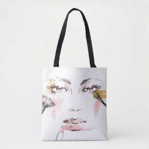Bolso De Tela Cara del maquillaje de la acuarela