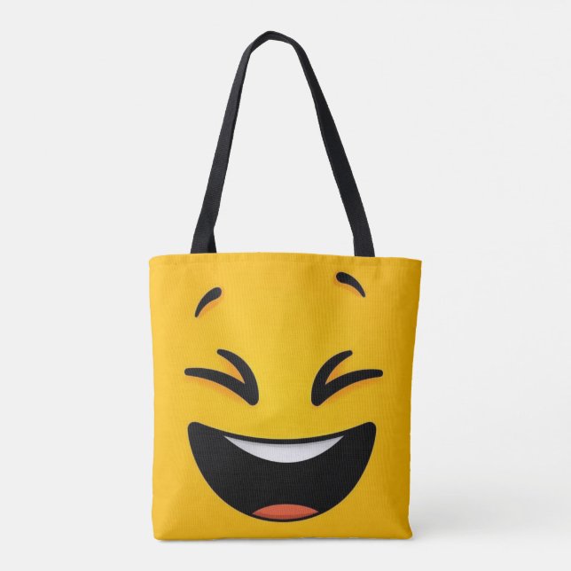 Bolso De Tela Cara feliz amarilla (Reverso)