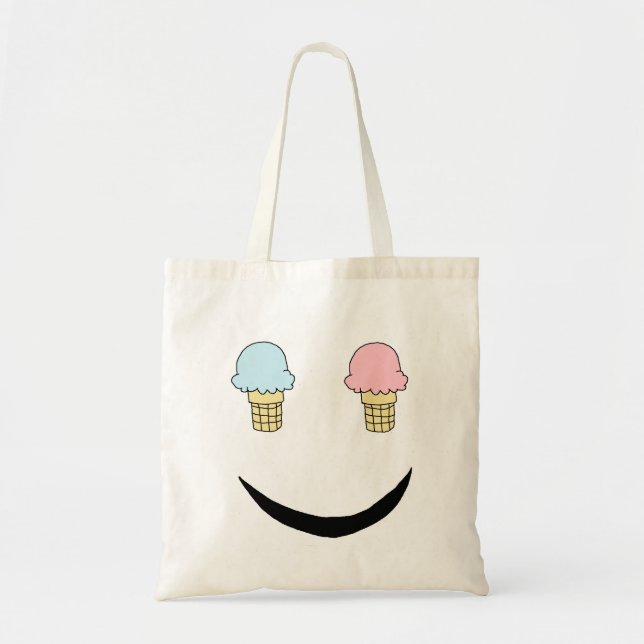 Bolso De Tela Cara feliz del helado (Frente)
