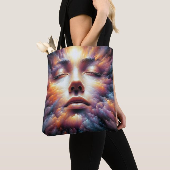 Bolso De Tela Cara mezclada con nubes coloridas (Detalle)