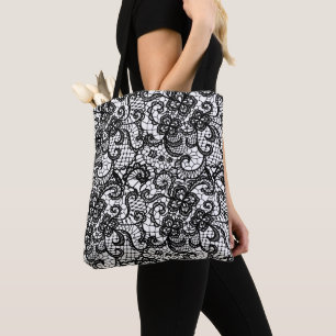 Bolso De Tela Cara negra en blanco