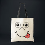 Bolso De Tela cara personalizado<br><div class="desc">Cara personalizado graciosa sonriente con la lengua fuera</div>