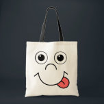 Bolso De Tela cara personalizado<br><div class="desc">Cara personalizado graciosa sonriente con la lengua fuera</div>