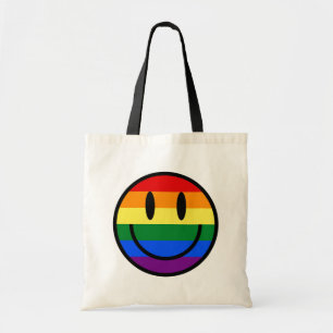 Bolso De Tela Cara sonriente arco iris