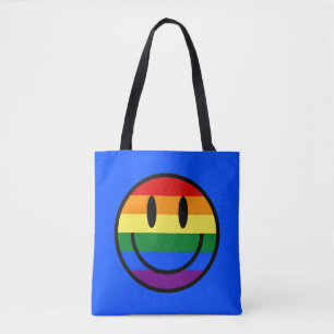 Bolso De Tela Cara sonriente arco iris