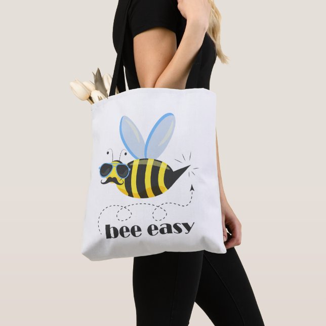 Bolso De Tela Carácter de abeja con gafas de sol bigote Bee Fáci (Detalle)
