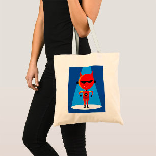 Bolso De Tela Carácter de superhéroe malvado negrita rojo y azul