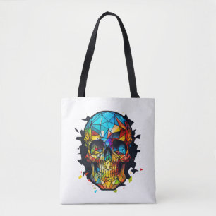 Bolso De Tela Carácter de vidrio manchado de duración del cráneo