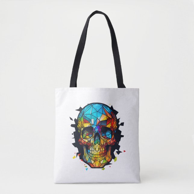 Bolso De Tela Carácter de vidrio manchado de duración del cráneo (Anverso)