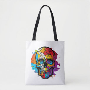 Bolso De Tela Carácter de vidrio manchado de duración del cráneo