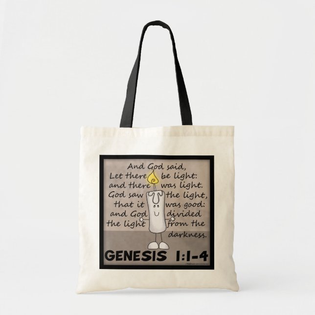 Bolso De Tela Carácter Light-Genesis-Candlestick creado por Dios (Frente)