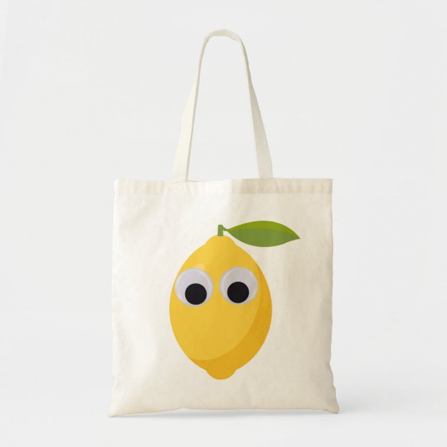 Bolso De Tela Carácter limón, fruta dulce con ojos googleos (Frente)