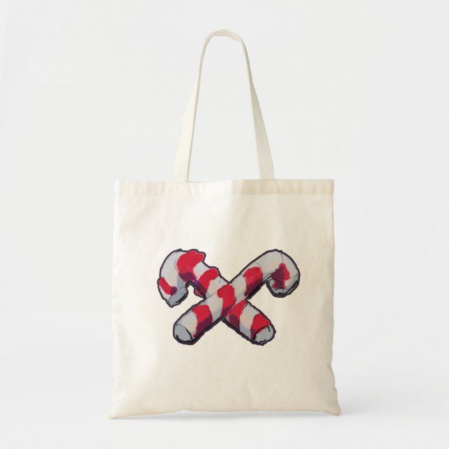 Bolso De Tela Caramelo de Navidad en forma de bastón (Frente)
