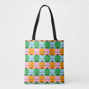 Bolso De Tela Caras de bloques de monstruo sonrientes