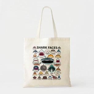 Bolso De Tela Caras de tiburón - Tipo de tiburón - Caras de tibu