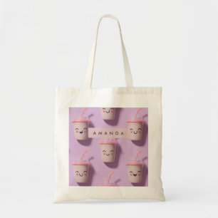 Bolso De Tela Caras personalizadas de la Copa Smoothie de Kawaii