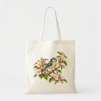 Bolso De Tela Carbonero Común en Rama Floral Ave Botánica