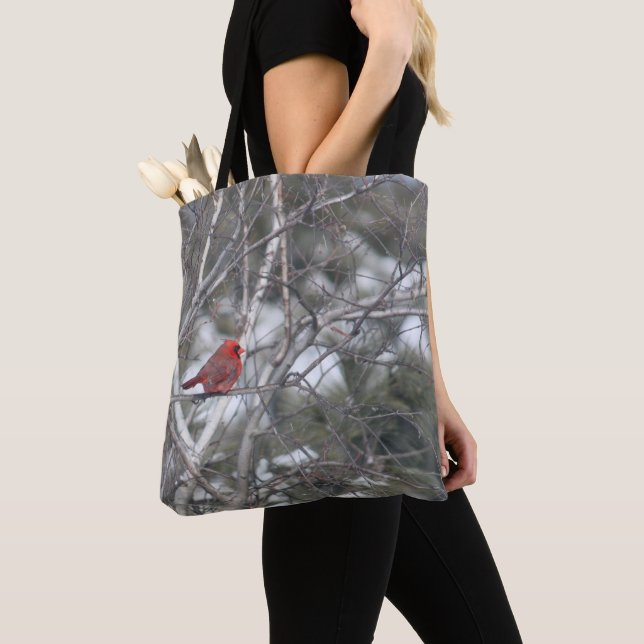 Bolso De Tela Cardenal de invierno (Detalle)