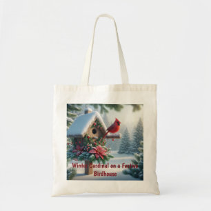 Bolso De Tela Cardenal de invierno en un hogar festivo