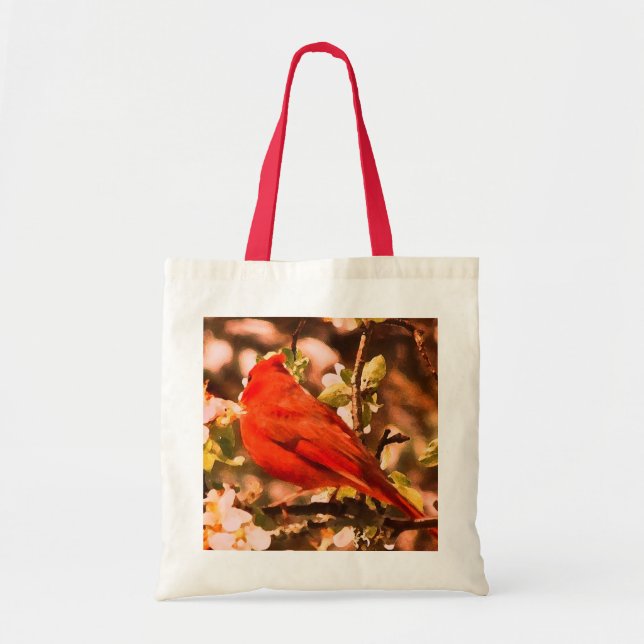 Bolso De Tela Cardenal en flores de Apple (Frente)