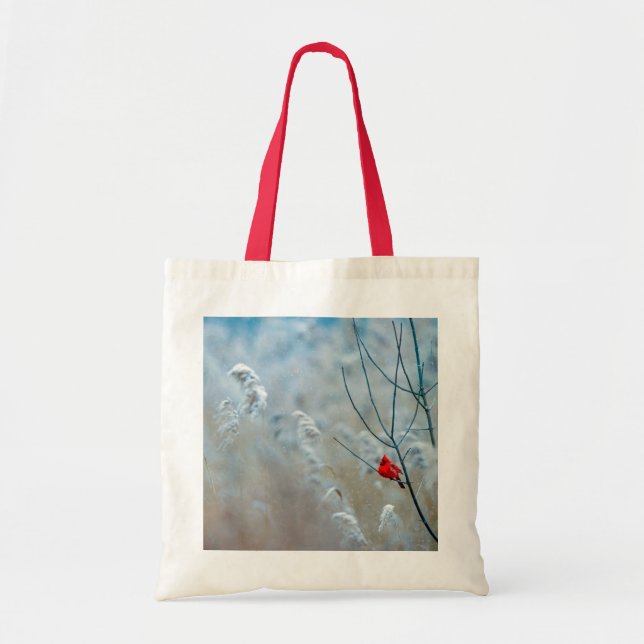 Bolso De Tela Cardenal rojo en Navidades de fotografía de natura (Frente)