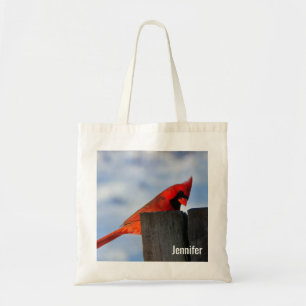 Bolso De Tela Cardenal Rojo en Tocón de Madera Personalizado