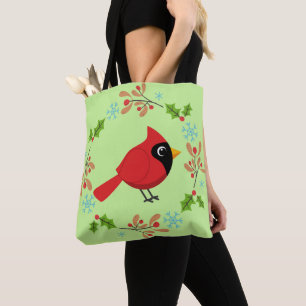 Bolso De Tela Cardenal rojo Personalizado con flores