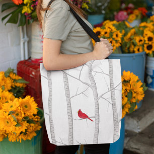 Bolso De Tela Cardenal rojo Rústico Árbol de invierno País moder