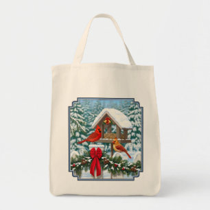 Bolso De Tela Cardenales y Navidades Alimentador de aves